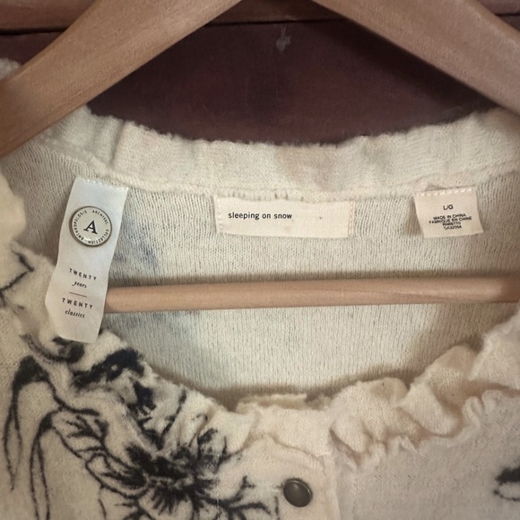 Anthropologie sleeping on snow Peplum Cardigan Cream With Pockets Size Large - Picture 3 of 7